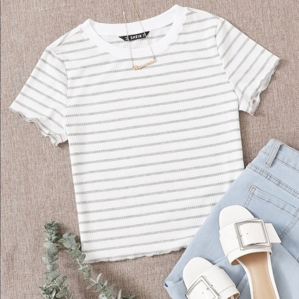 lettuce trim striped tee
